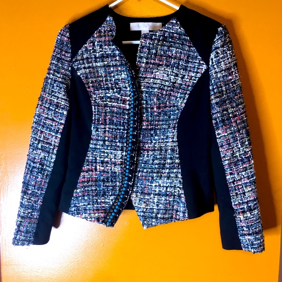 Sale💥💥Boston Proper Color Block Tweed Jacket Blazer. Size 0 - Picture 1 of 10